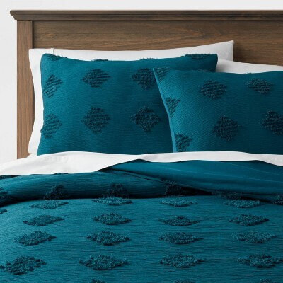 Tufted Diamond Crinkle Duvet Cover & Sham Set - Threshold