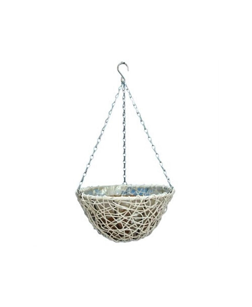 Resin Wicker Hanging Basket, White, 12