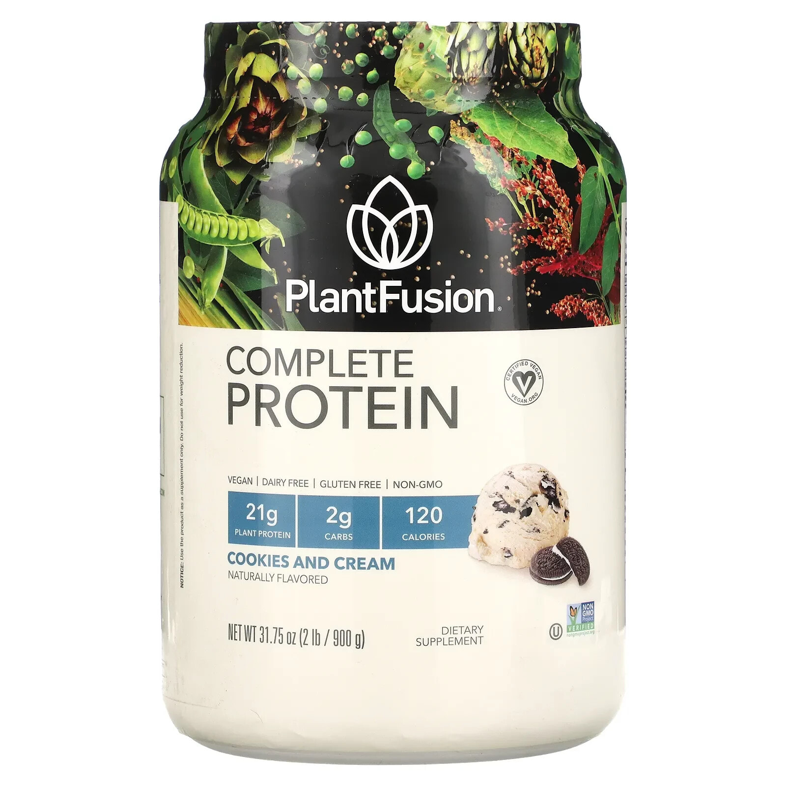 ПлэнтФьюжэн, Полноценный протеин, печенье и сливки, 900 г (2 фунта)