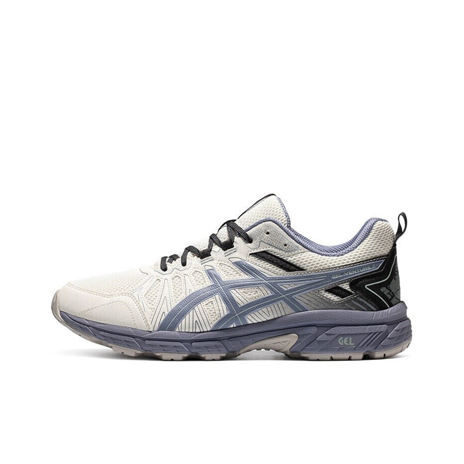 Asics Gel-Venture 7 mx舒适系带 网布织物合成革减震耐磨透气 低帮 越野跑步鞋 男款 白蓝色