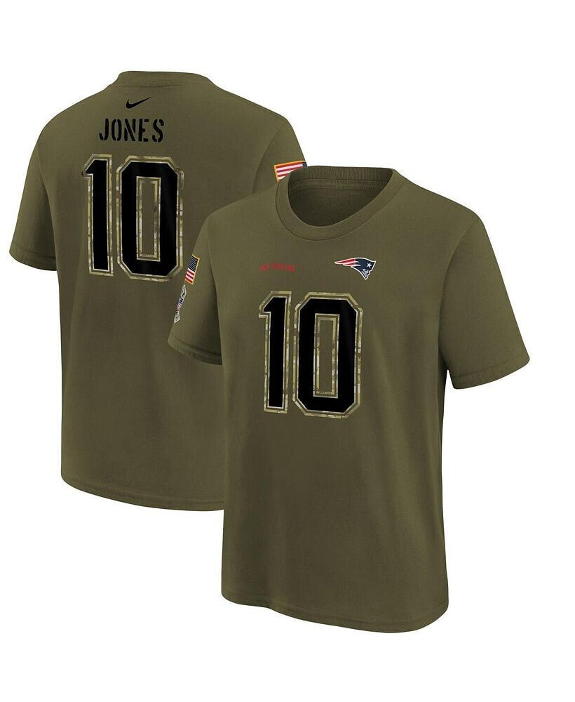 Nike big Boys Mac Jones Olive New England Patriots 2022 Salute To Service Name and Number T-shirt