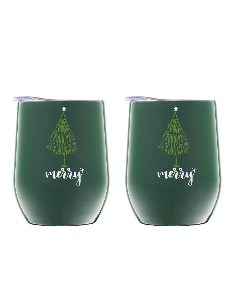 Insulated Merry Wine Tumblers, Set of 2