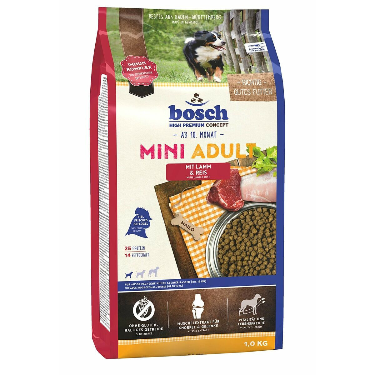 Fodder BOSCH Mini Adult Adult Lamb Rice 1 kg