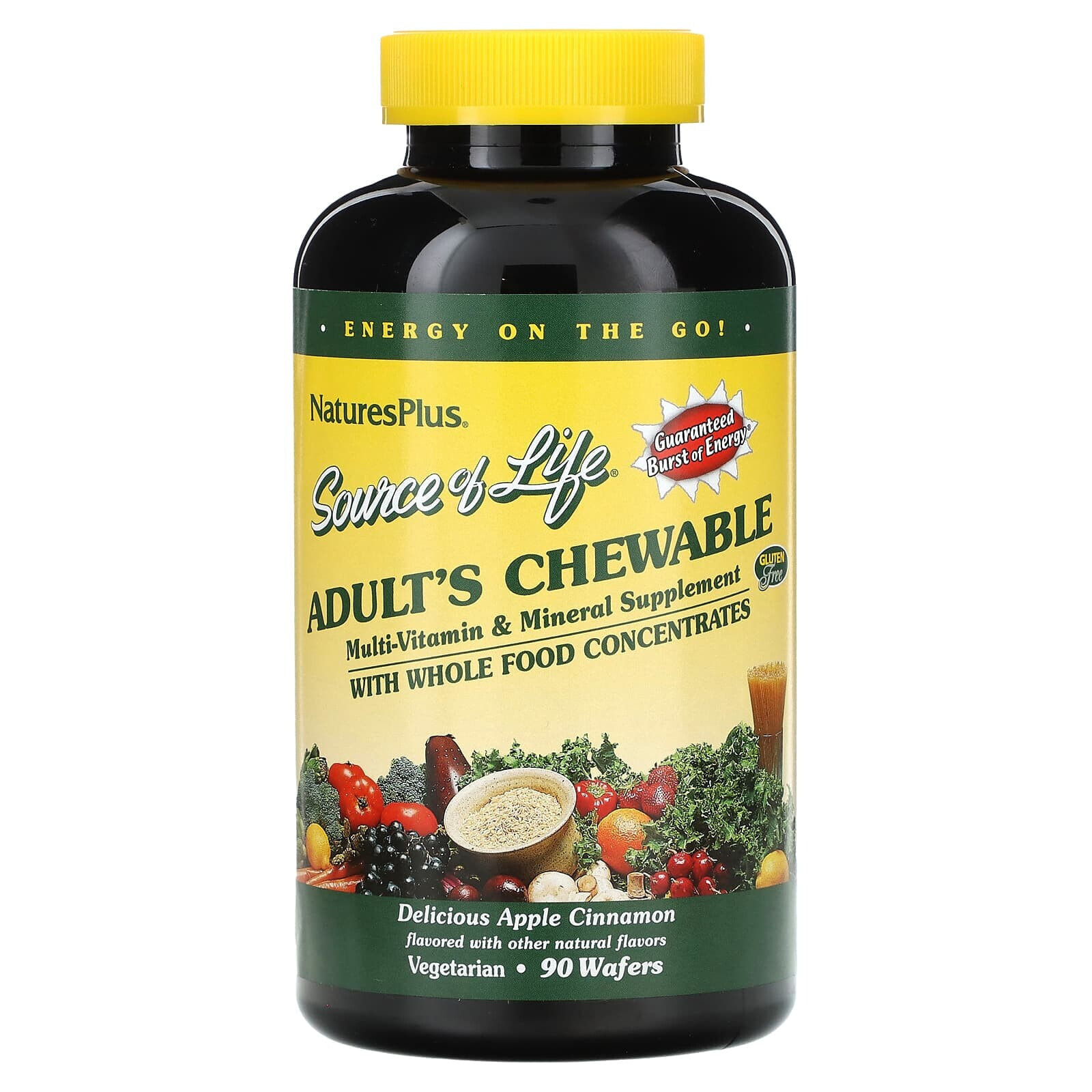 Source of Life, Adult's Chewable Multi-Vitamin & Mineral Supplement, Delicious Apple Cinnamon, 90 Wafers