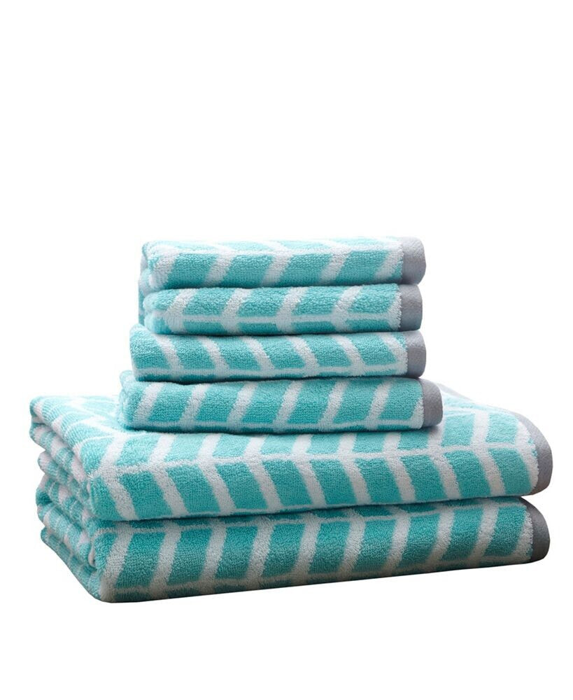 JLA Home intelligent Design Nadia Jacquard Cotton 6-Pc. Bath Towel Set