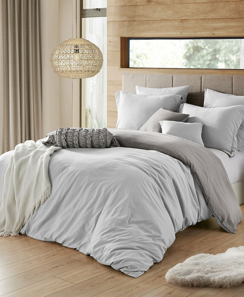 Cathay Home Inc. ultra Soft Reversible Crinkle Duvet Cover Set - Twin/Twin XL