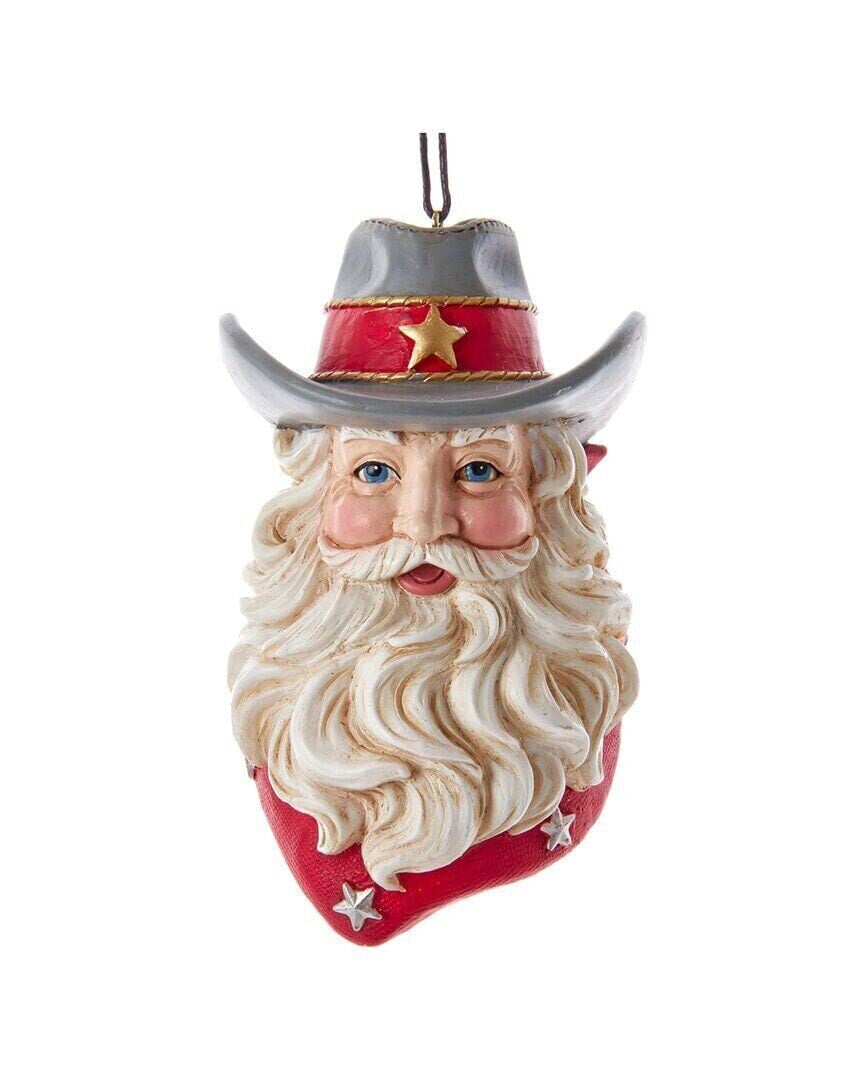 Kurt Adler 4.25In Resin Western Santa Head Ornament Multicolor