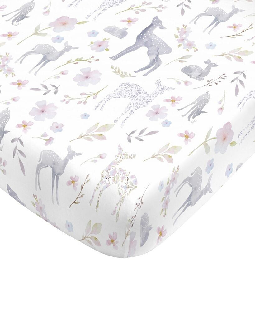 NoJo floral Deer Mini Crib Sheet