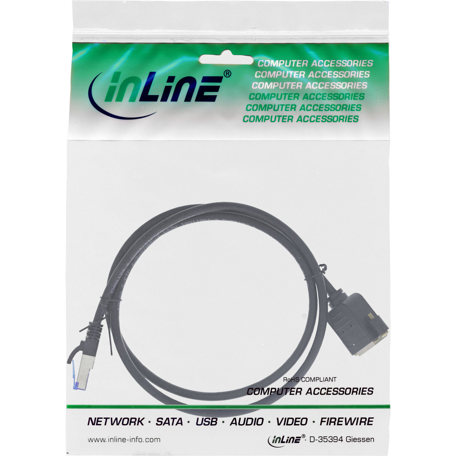 InLine Patch cable built-in extension - S/FTP (PiMf) - Cat.6A - LSZH - copper - 3m - 3 m - Cat6a - S/FTP (S-STP) - RJ-45 - RJ-45