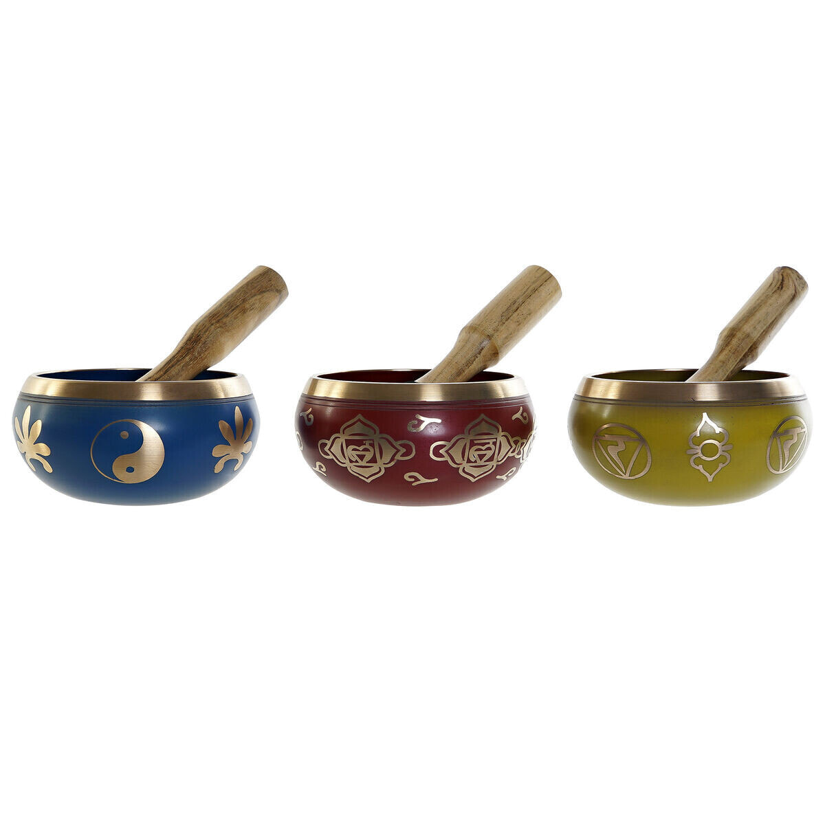 Decorative Figure DKD Home Decor Tibetan Bowls 13 x 13 x 7,5 cm Red Blue Yellow