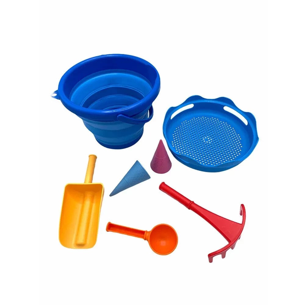 COMPACTOYS Beach Bucket With Sandbox Toys 7 In 1 doll