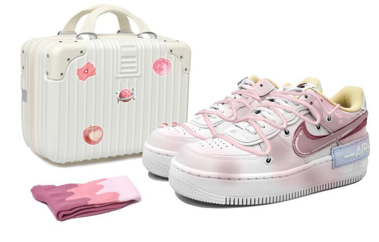 【定制球鞋】 Nike Air Force 1 Low Shadow OKHR 气泡 晕染 腮红 渐变 做旧 解构风 厚底 低帮 板鞋 女款 粉白 / Кроссовки Nike Air Force CI0919-600