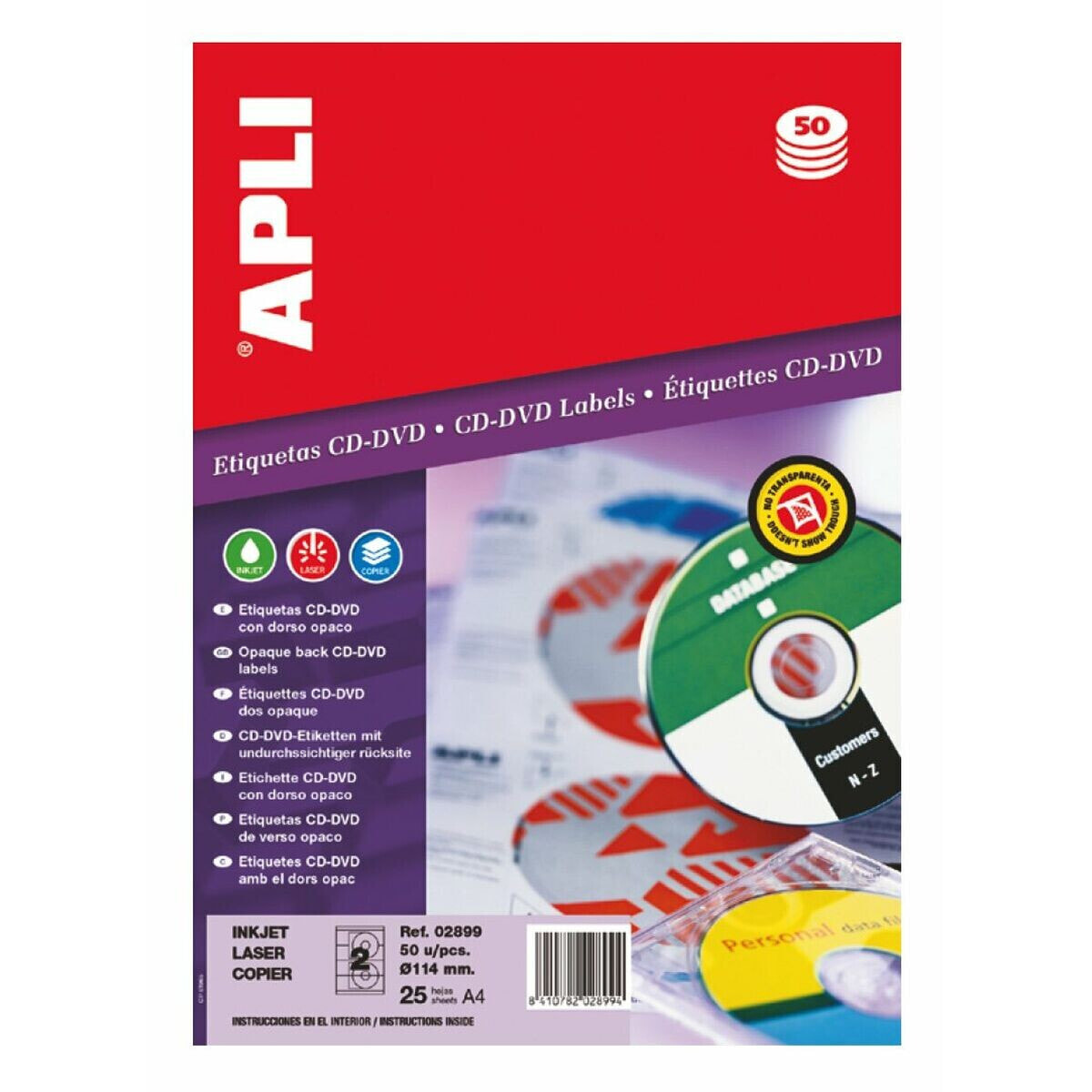 Printer Labels Apli CD/DVD White