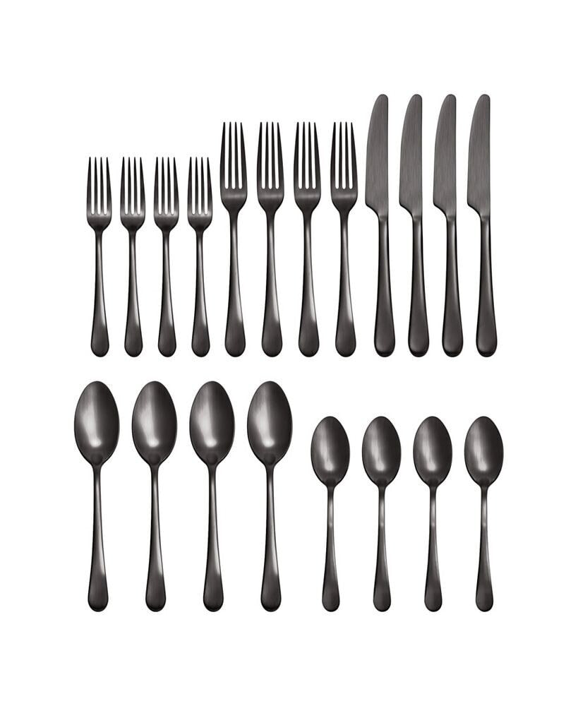 Hampton Forge mirabella Satin Gunmetal Titanium 18/0 Stainless Steel 20 Piece Set, Service for 4