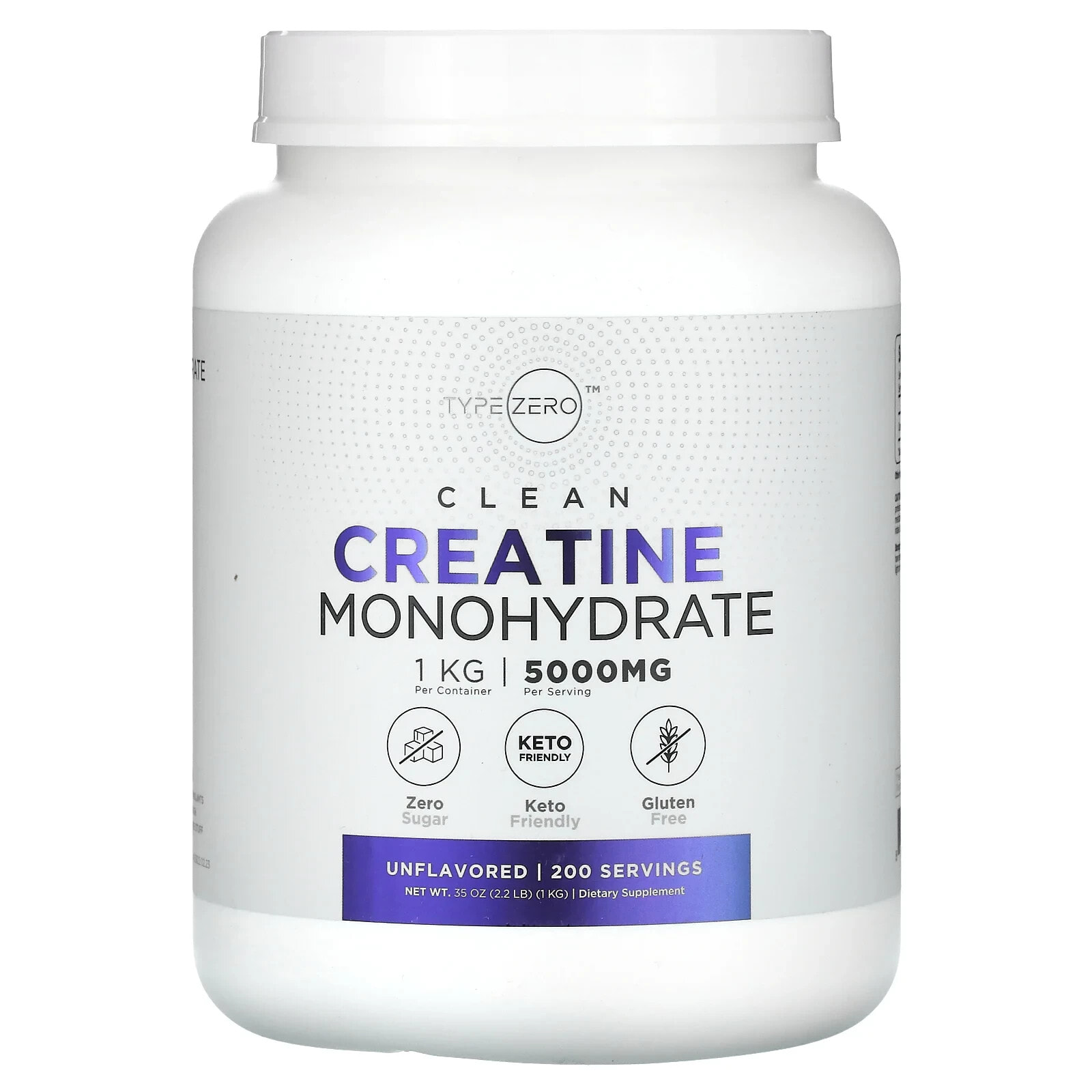 Clean, Creatine Monohydrate, Unflavored, 5,000 mg, 35 oz (1 kg)