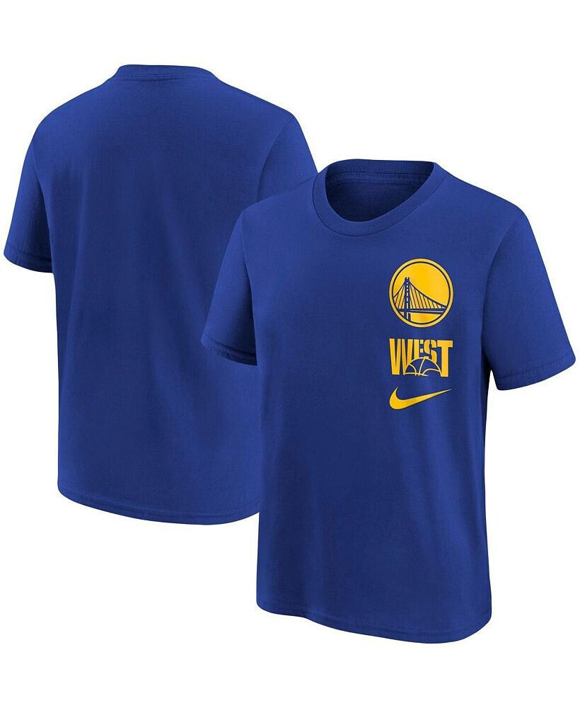Nike big Boys and Girls Royal Golden State Warriors Vs Block Essential T-shirt