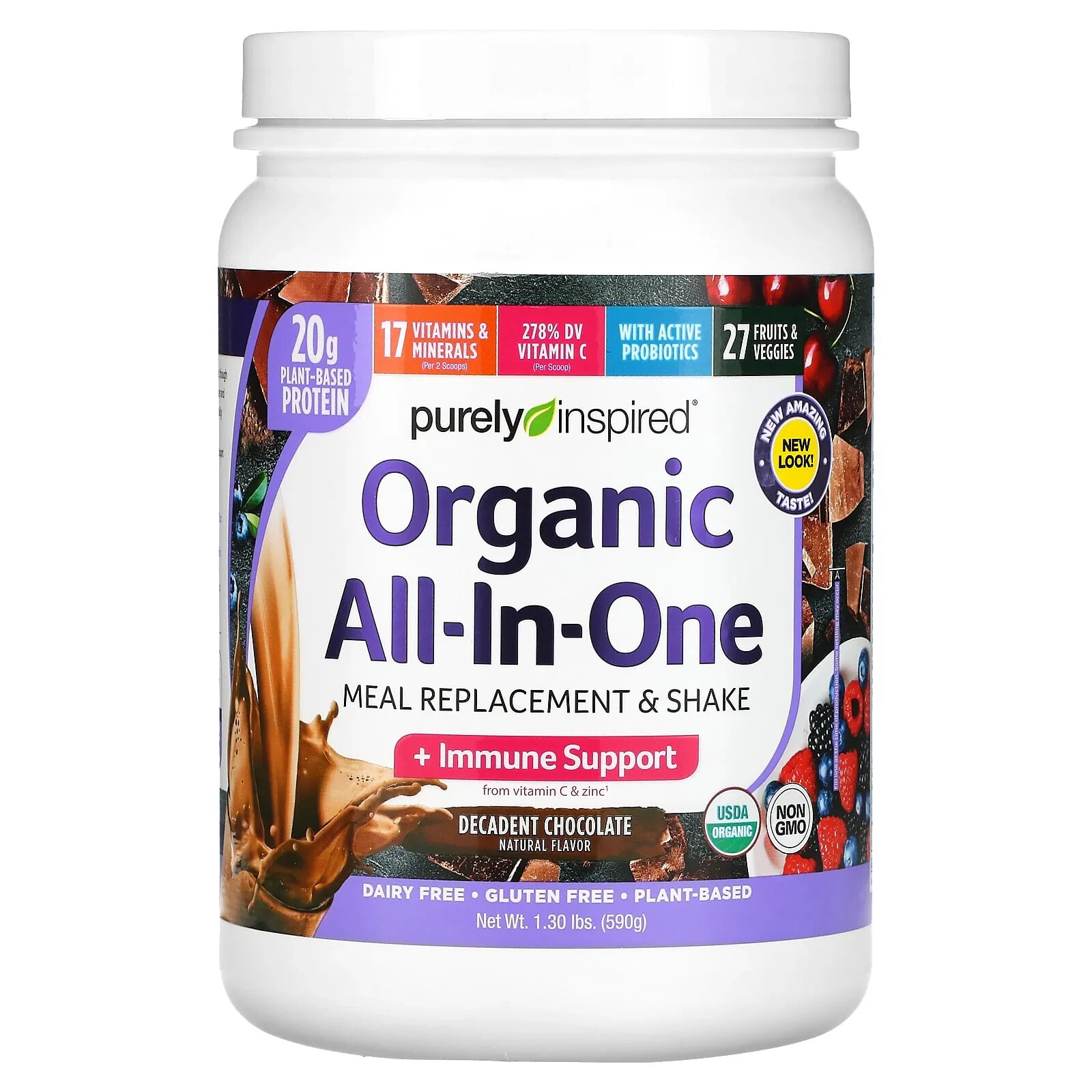 Organic All-In-One Meal Replacement & Shake, French Vanilla, 1.3 lbs (590 g)