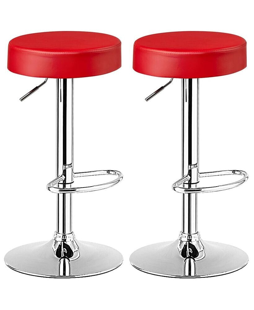 Costway set of 2 Round Bar Stool Adjustable Swivel Pub Chair