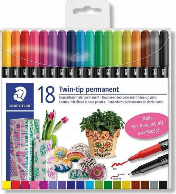 Staedtler Double-sided waterproof felt-tip pens 18 colors