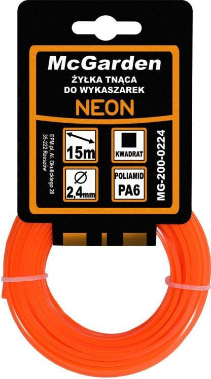 McGarden ŻYŁKA DO WYKASZARKI KWADRAT NEON 2,0MM 15M [jm.SZT] - MG-200-0220