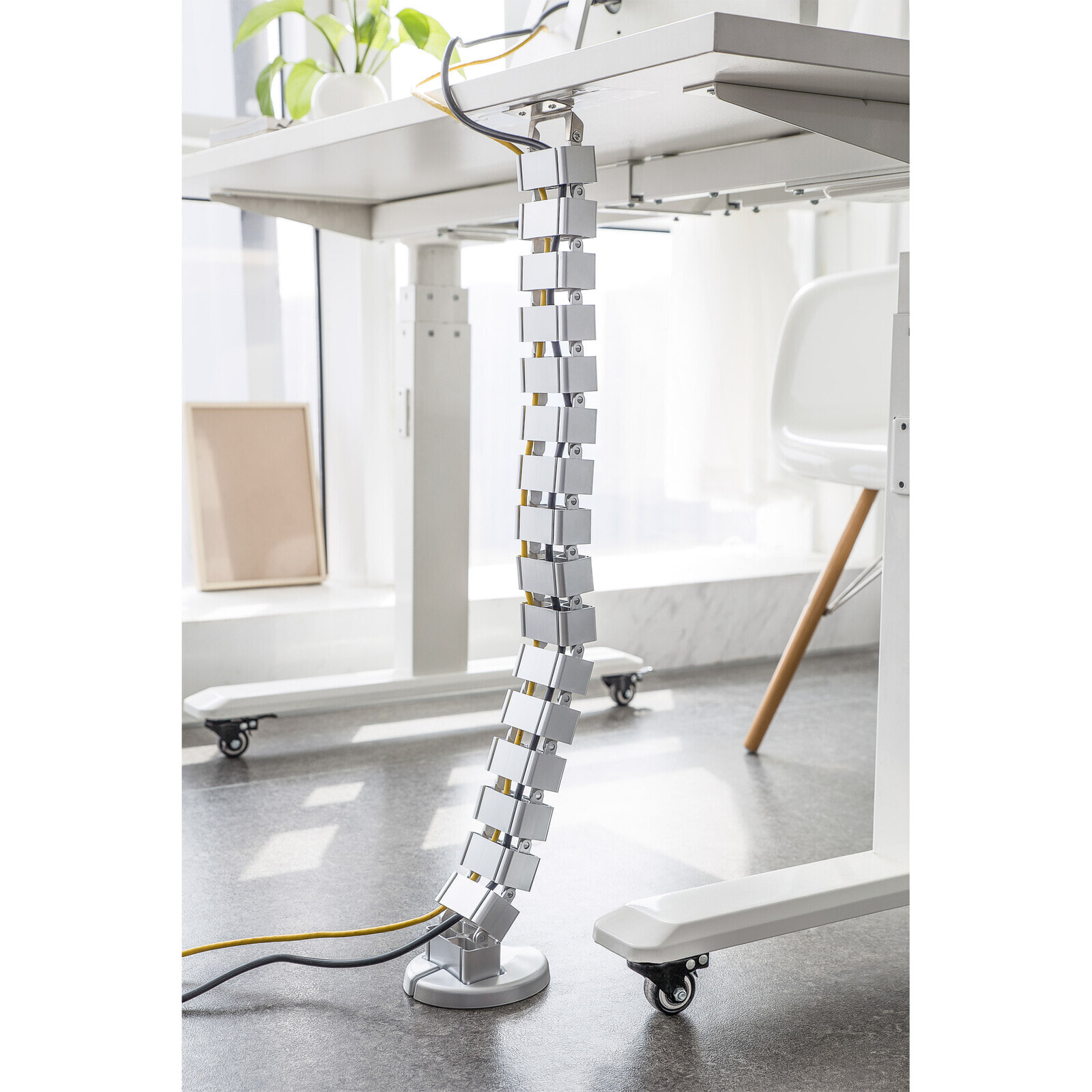 Cable duct flexible for height-adjustable tables - 4 chambers - grey - Cable duct - Desk - Grey