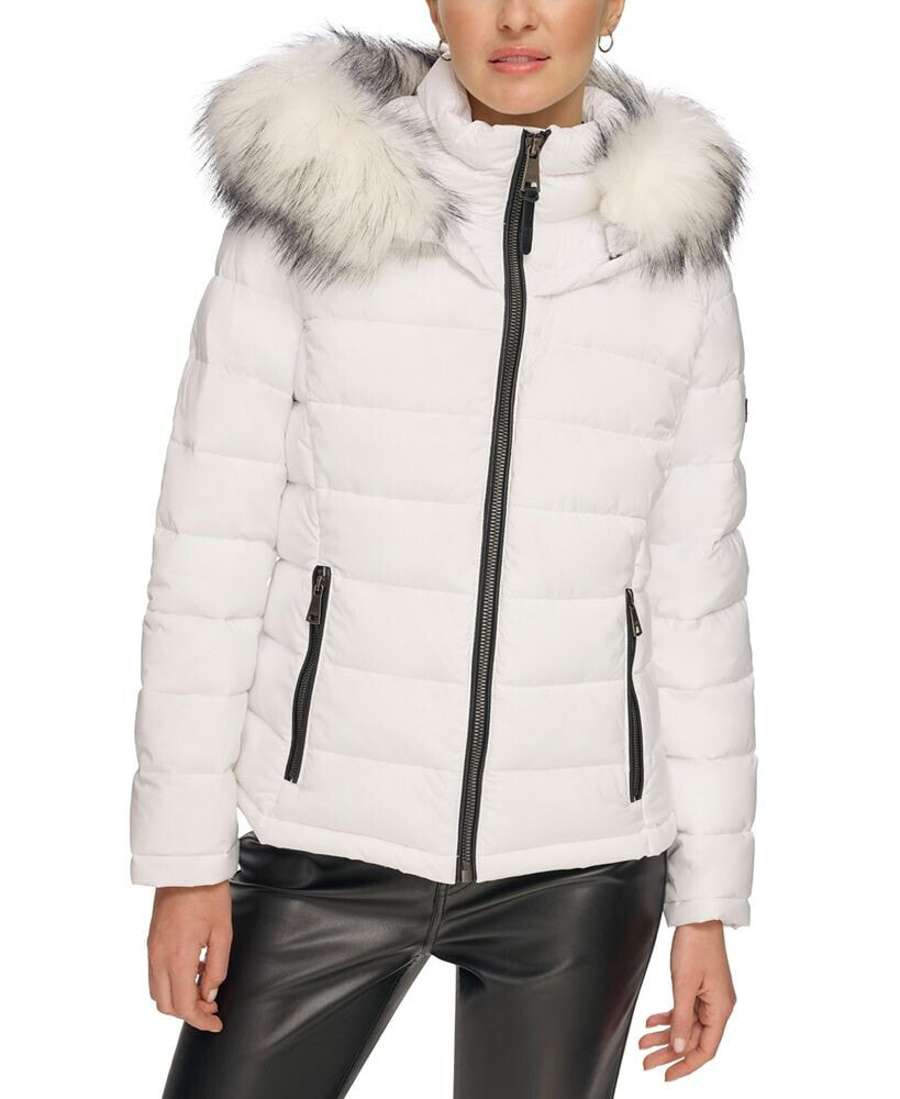 Dkny faux discount fur coat white