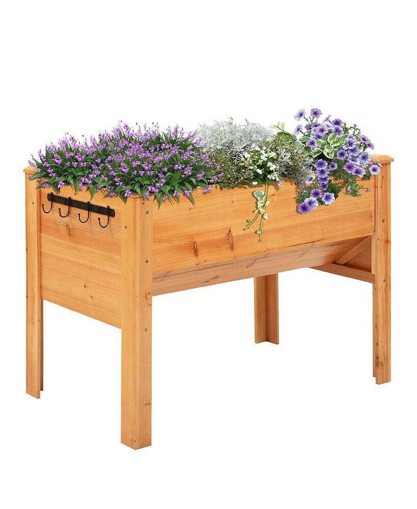 Outsunny 4' x 2' x 3' Wooden Elevated Garden Planter Bed w/ Funnel Design