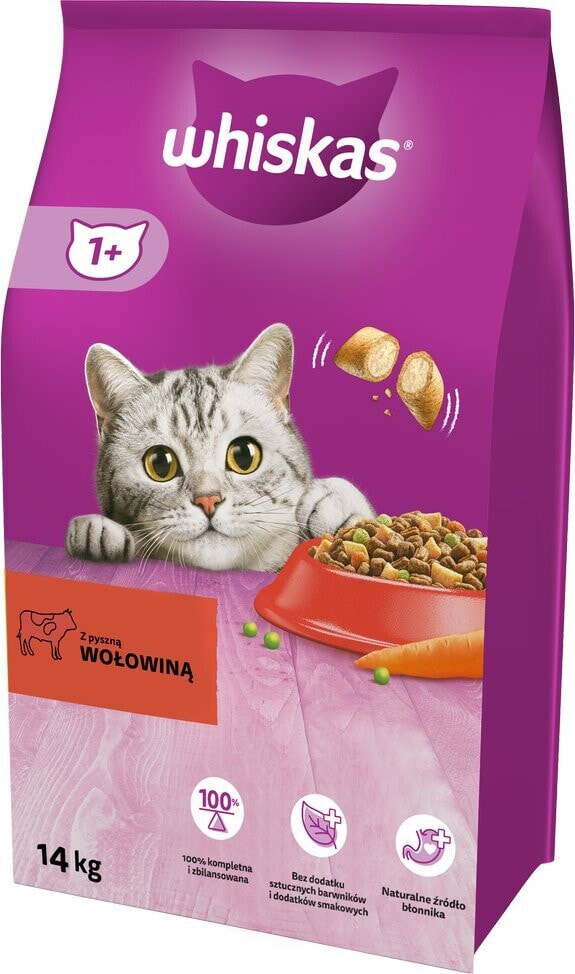 Whiskas Adult Sucha karma dla dorosłego kota z wołowiną 14kg