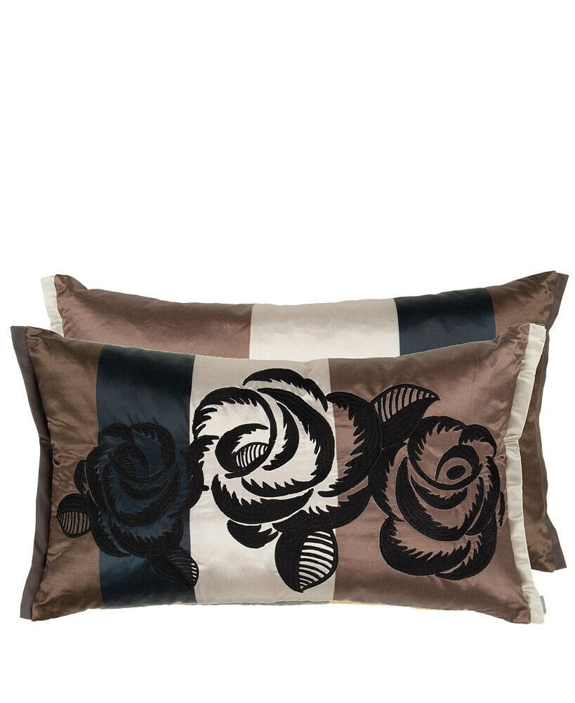 Designers Guild kasuti Taupe Satin Embroidered Decorative Pillow