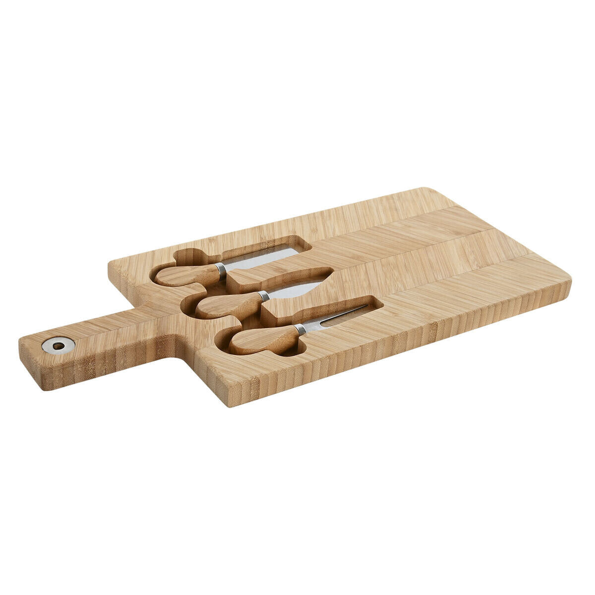 Cutting board Home ESPRIT Natural Bamboo Stainless steel 41 x 18,3 x 2 cm (4 Pieces)