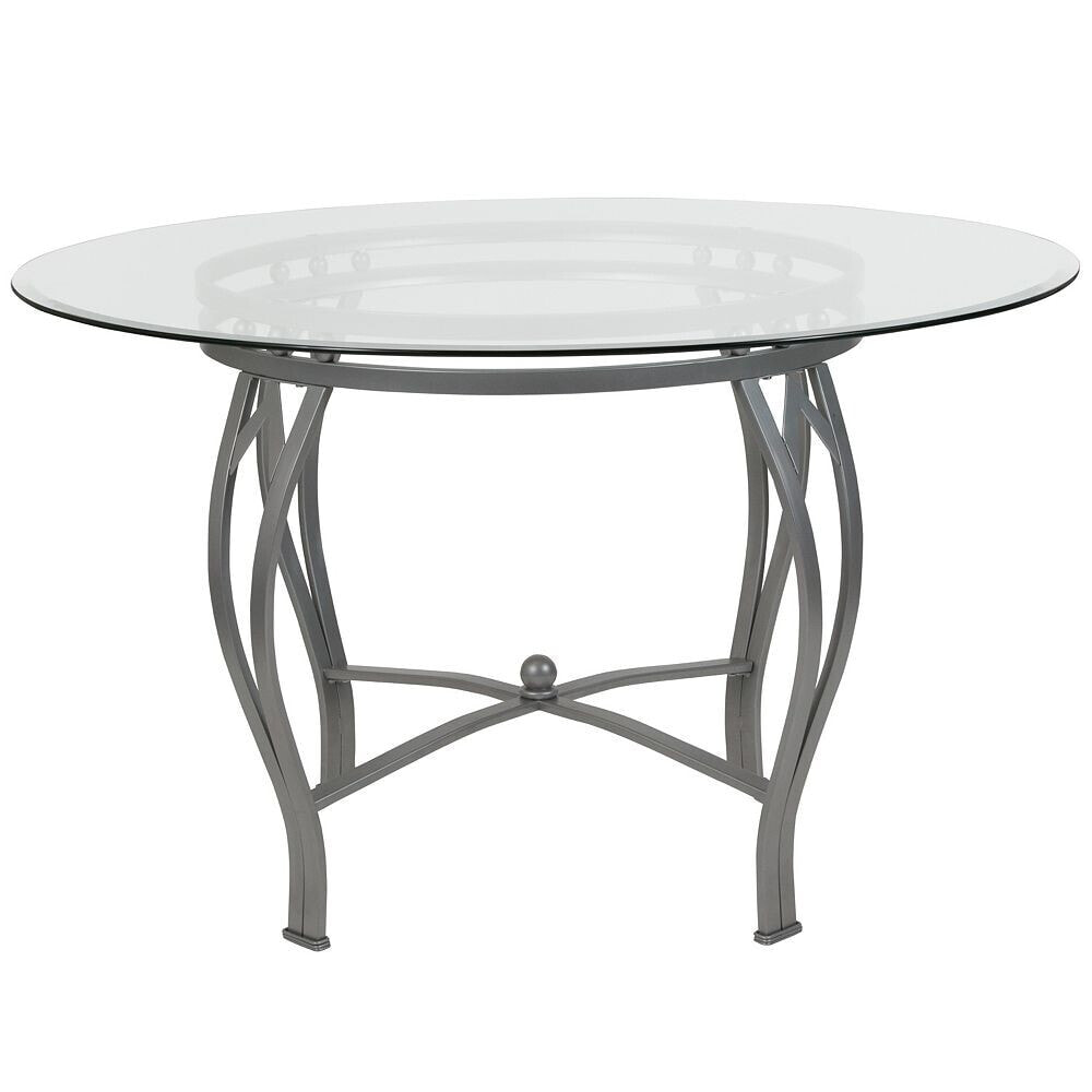 Flash Furniture syracuse 48'' Round Glass Dining Table With Silver Metal Frame