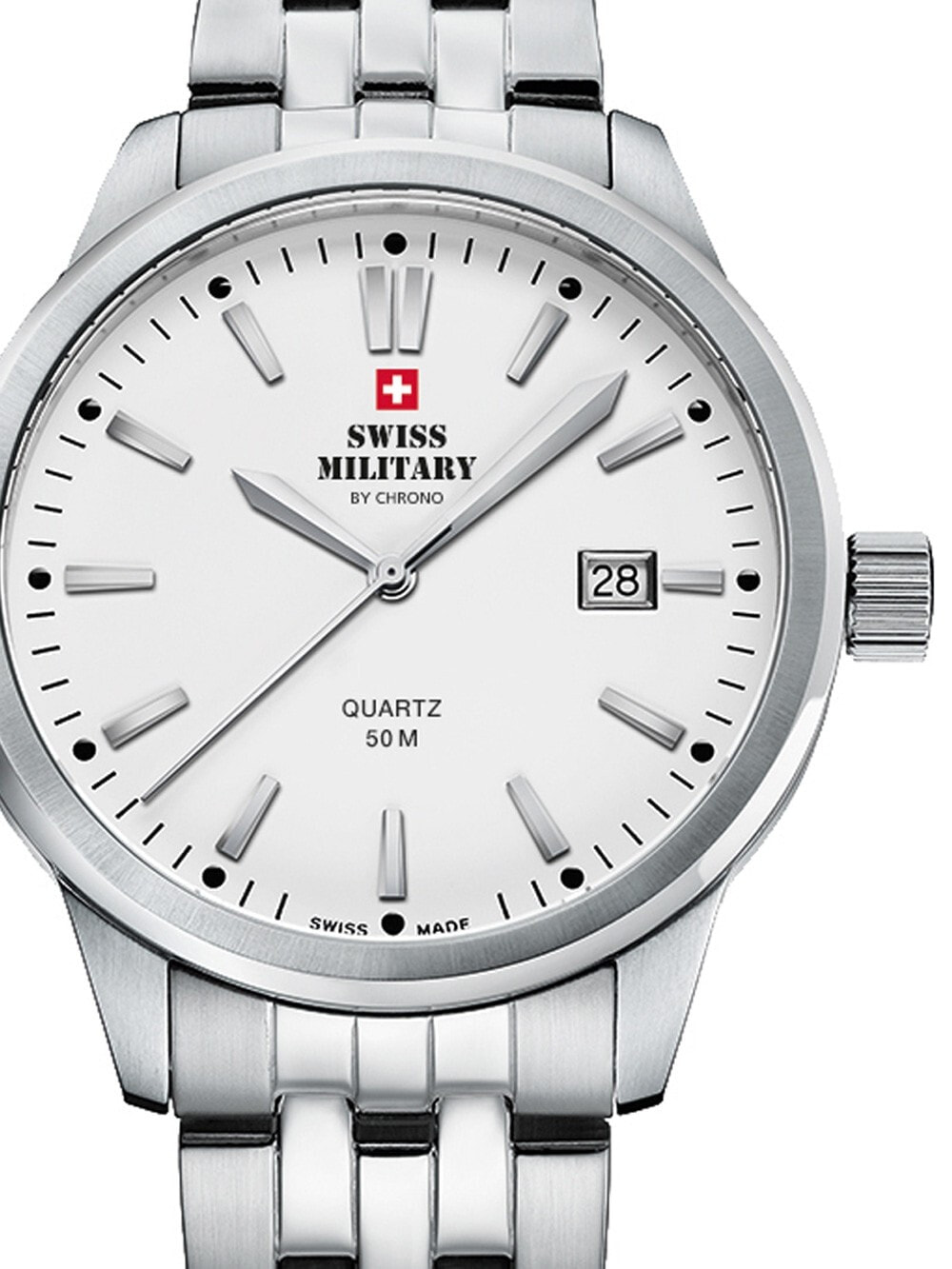 Мужские наручные часы с серебряным браслетом Swiss Military SMP36009.02 Mens 41mm 5ATM