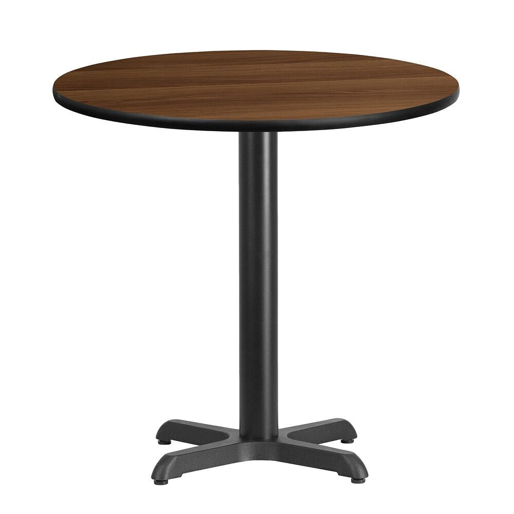 Flash Furniture 30'' Round Walnut Laminate Table Top With 22'' X 22'' Table Height Base