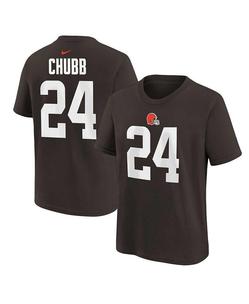 Nike big Boys Nick Chubb Brown Cleveland Browns Player Name and Number T-shirt