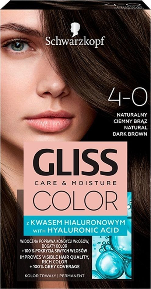 Schwarzkopf Gliss Color N 4-0 Питательная краска для волос с гиалуроновой кислотой, оттенок  натуральный темно-каштановый