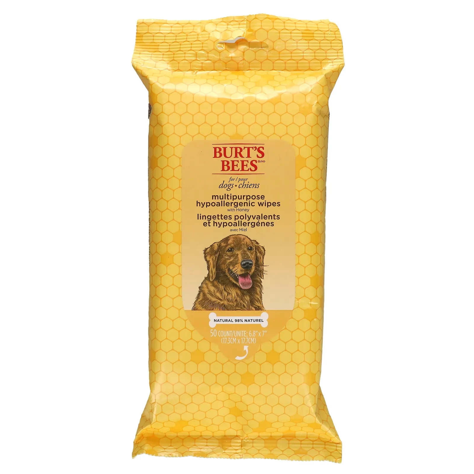 Бартс Бис, Универсальные гипоаллергенные салфетки для собак с медом, 50 шт.