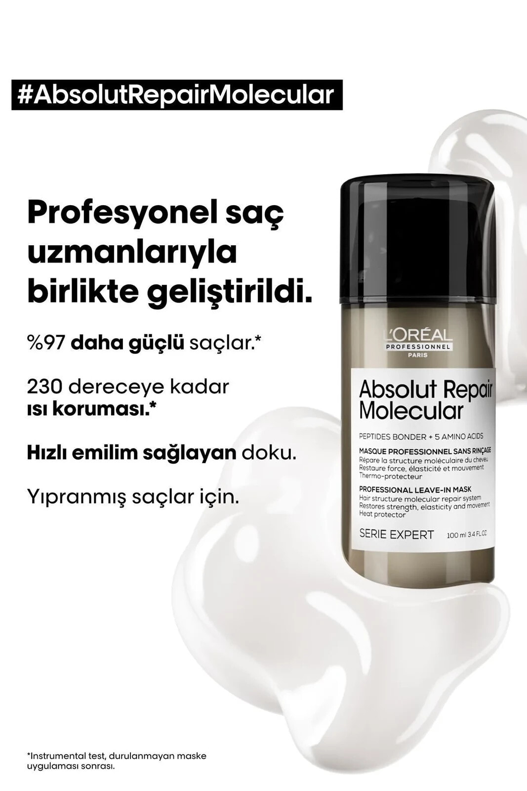 Serie Expert Absolut Repair Molecular Tüm Yıpranmış Saçlar Için Durulanmayan