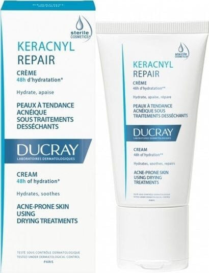 Ducray Keracnyl Repair Cream Увлажняющий восстанавливающий крем для проблемной кожи, пересушенной лечением акне 50 мл