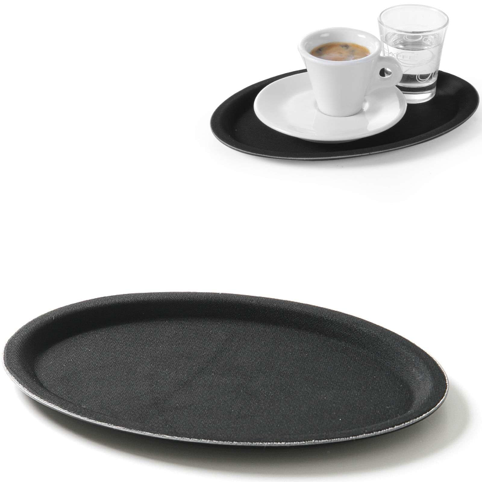 Non-slip oval waiter tray 21x29cm - black