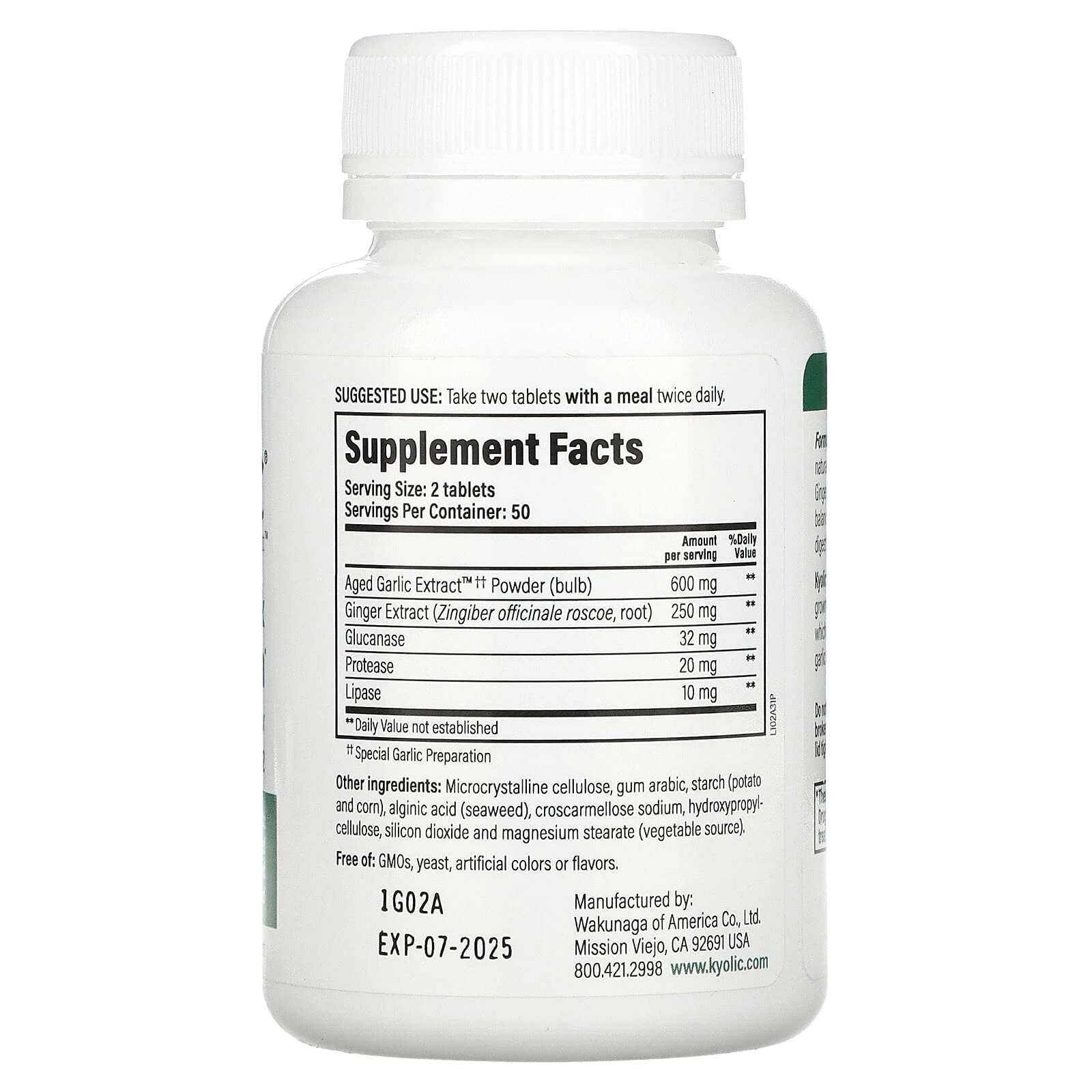 Aged Garlic Extract, Cleanse & Digestion, Formula 102, 100 Veggie Tablets