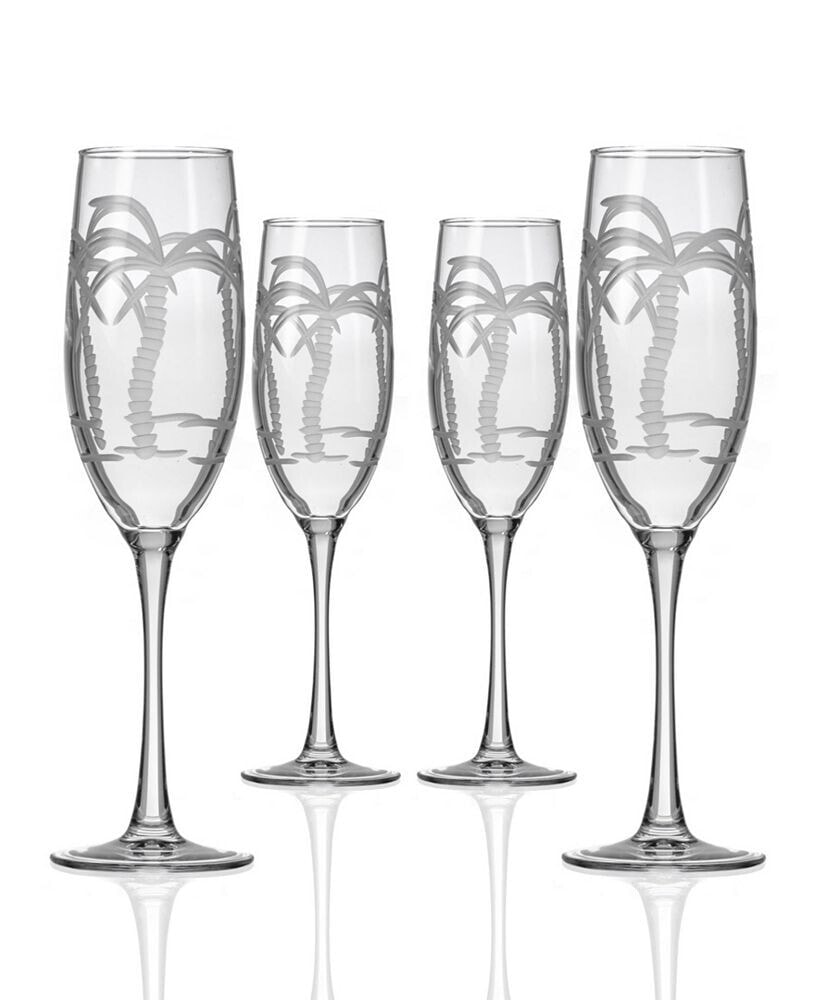 Rolf Glass palm Tree Flute 8Oz - Set Of 4 Glasses