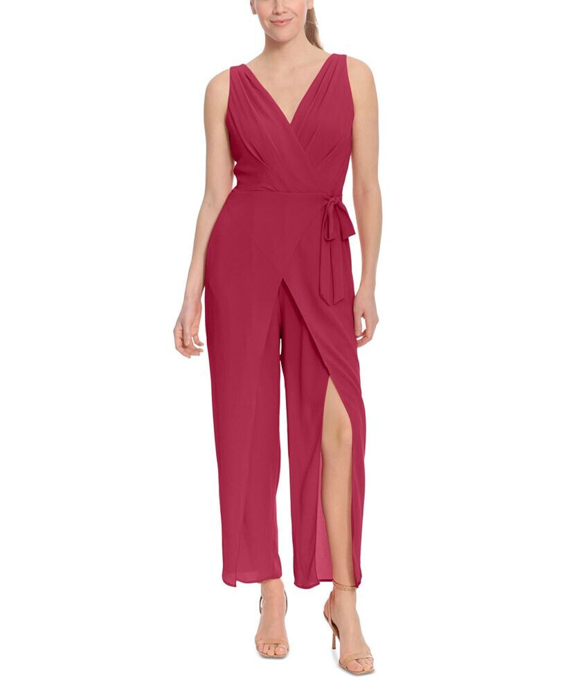 London Times women's Tie-Waist Jumpsuit