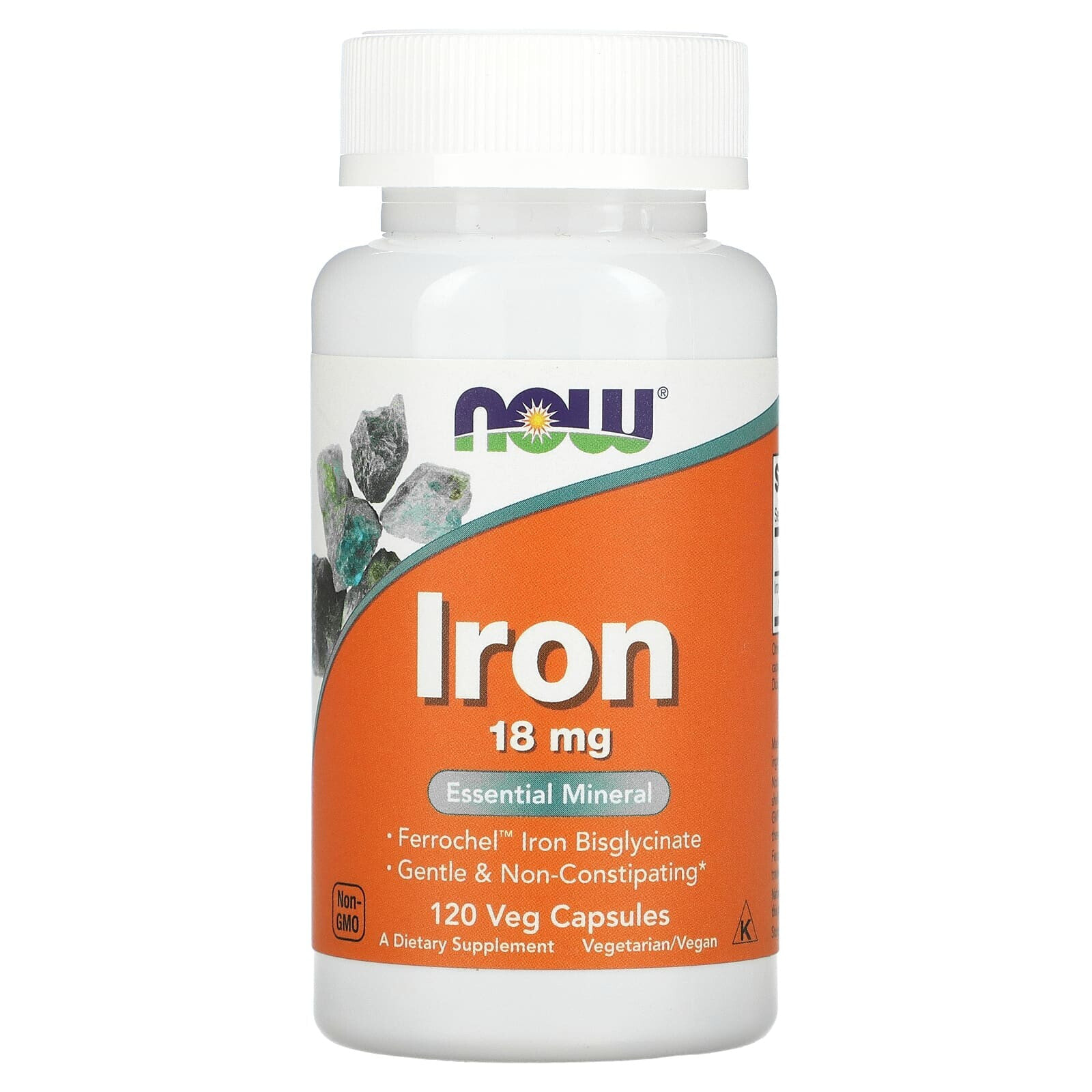 NOW Iron Бисглициат железа 18 мг 120 растительных капсул