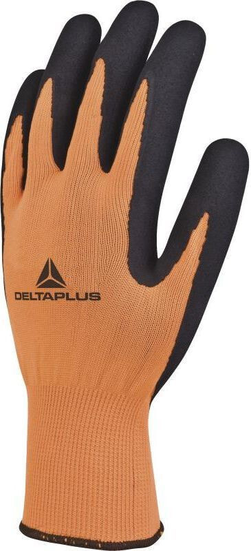 DELTA PLUS APOLLON knitted gloves in fluorescent polyester latex foam grip orange size 8 (VV733OR08)