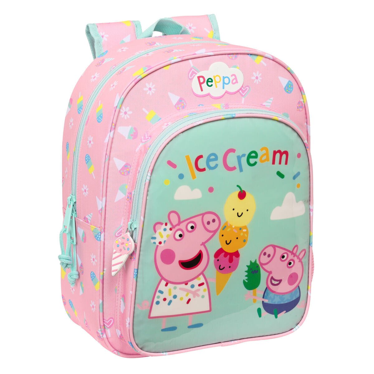 School Bag Peppa Pig Ice cream Pink Mint 26 x 34 x 11 cm