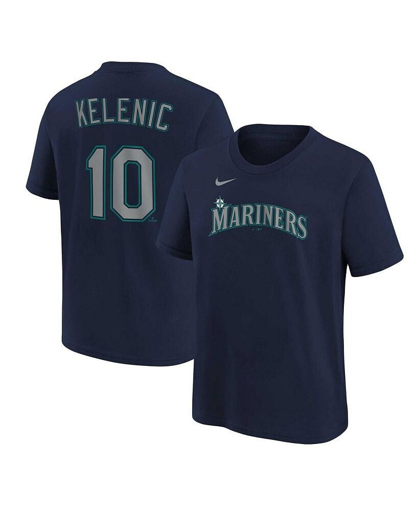 Nike big Boys Jarred Kelenic Navy Seattle Mariners Player Name and Number T-shirt