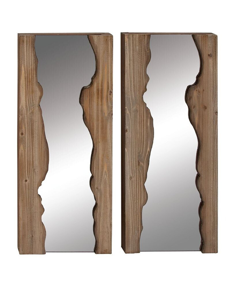 Rosemary Lane wood Contemporary Wall Mirror, Set of 2