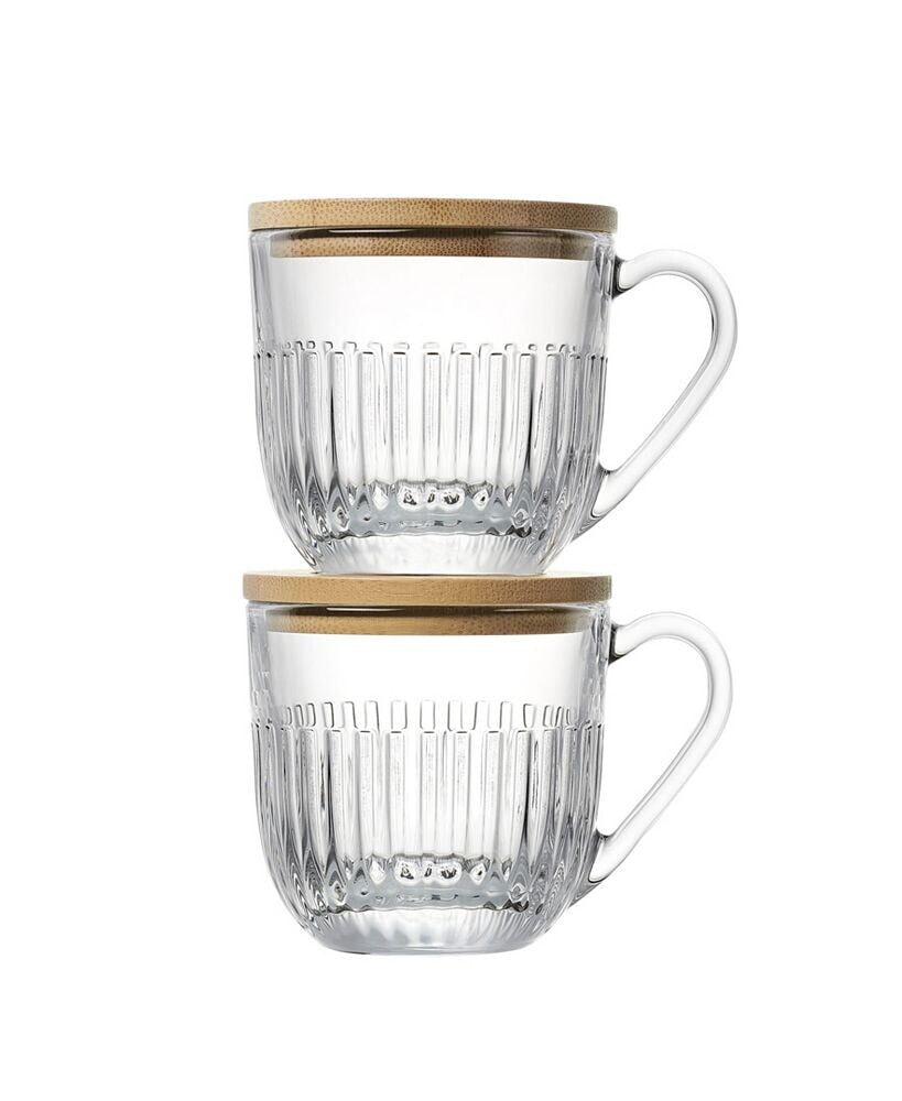 La Rochère quessant 9 oz. Covered Latte Mug, Set of 2
