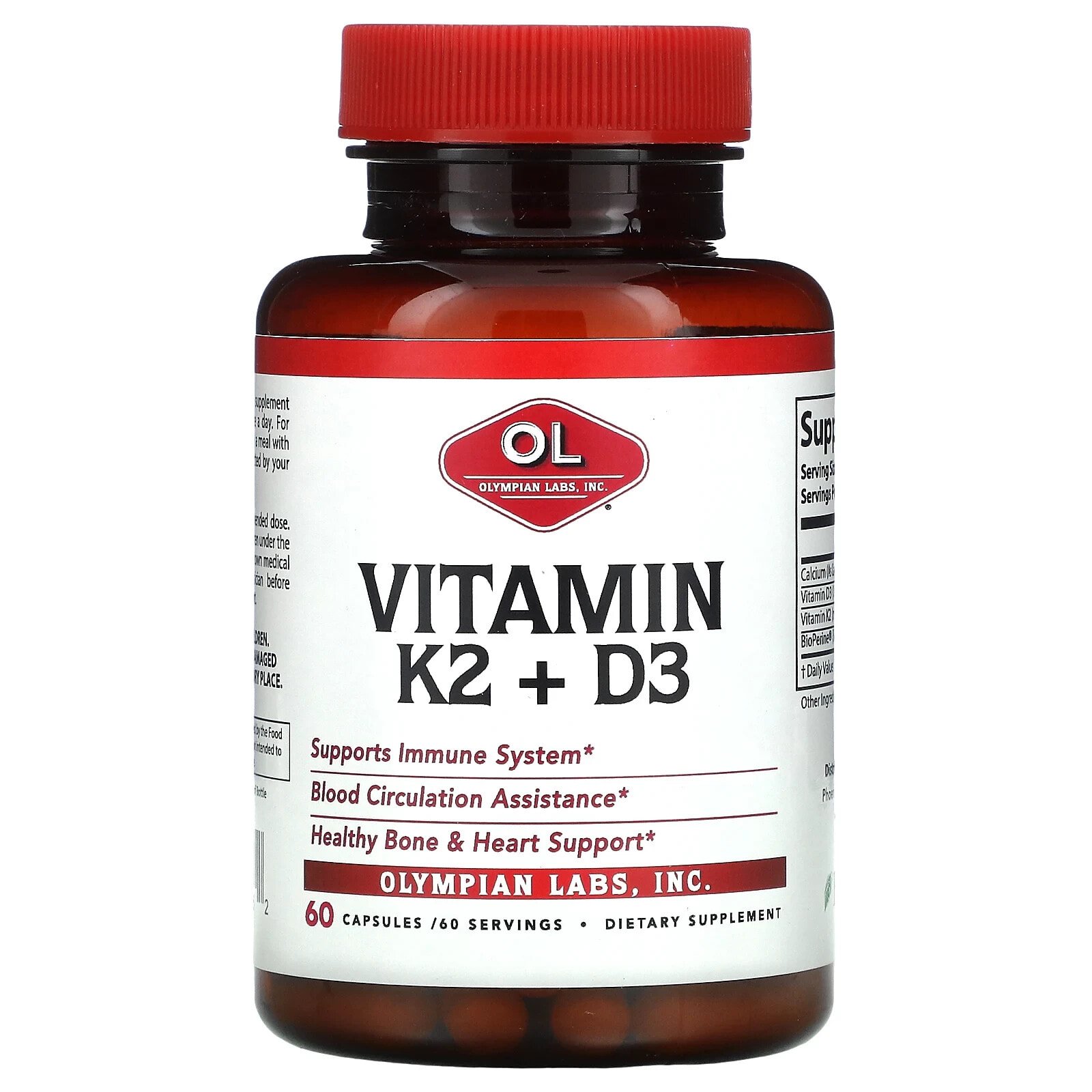 Olympian Labs Inc., Vitamin K2 + D3, 60 Capsules