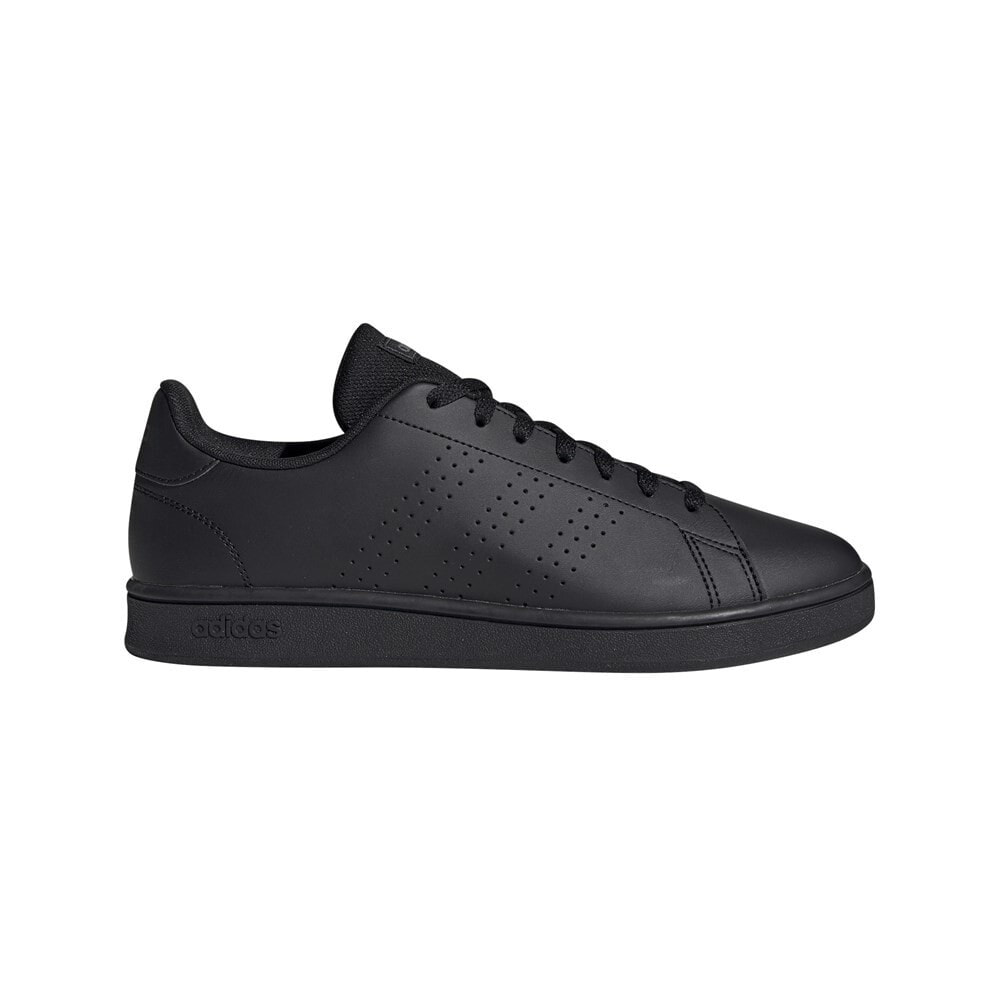 Мужские кроссовки повседневные черные кожаные низкие демисезонные Adidas Advantage Base